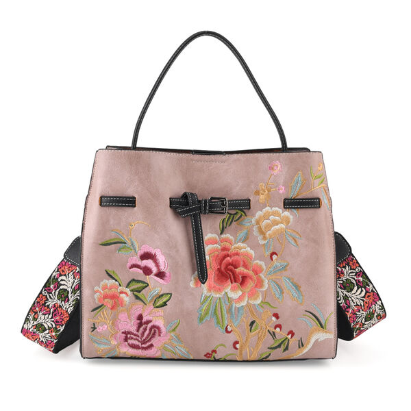 Florale Kunstprint Crossbody Tasche mit Komfort-Schulterriemen, 30x13x23cm, Rosa