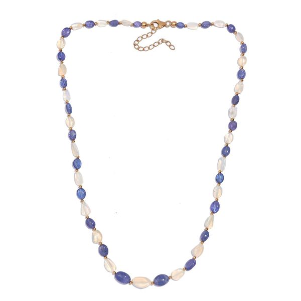 Tansanit und natürliche, äthiopische Welo Opal Halskette, 45 cm - 98 ct. image number 3