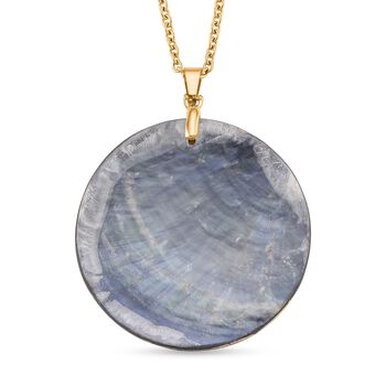 Abalone Muschel, Harz Anh&auml;nger mit Kette ca. 50 cm + 5 cm Extender, 316L Edelstahl, goldfarben