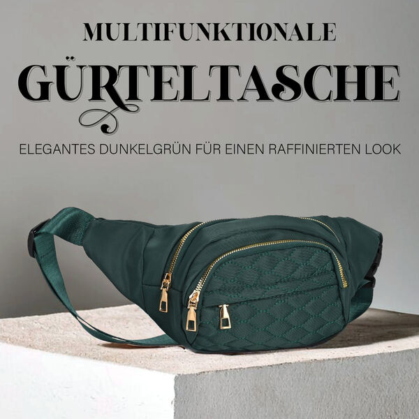 Multifunktionale RFID-gesch&uuml;tzte Nylon G&uuml;rteltasche mit Schnellverschluss, 36x4x13cm, Gr&uuml;n image number 2