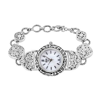 Royal Bali - EON 1962 Schweizer Uhrwerk - Schwarz oxidierte und wasserdichte Uhr, 19cm,  925 Silber ca. 22,00g