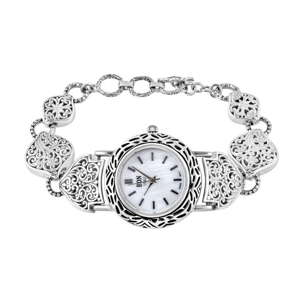 Royal Bali - EON 1962 Schweizer Uhrwerk - Schwarz oxidierte und wasserdichte Uhr, 19cm,  925 Silber ca. 22,00g