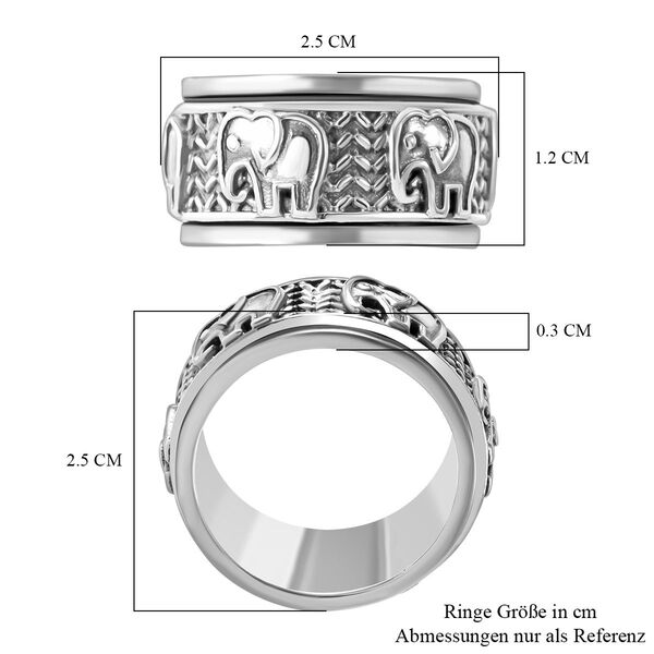 Thai Silber Kollektion- Elefant Ring, 925 Silber (Gr&ouml;&szlig;e 17.00) image number 4