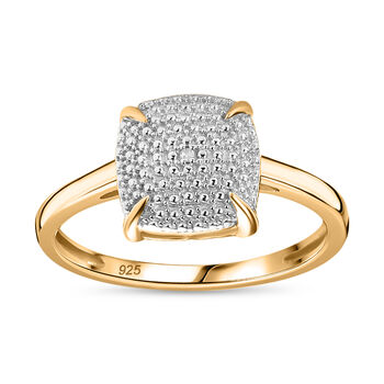 Wei&szlig;er Diamant P3 Ring 925 Silber Gelbgold Vermeil, ca. 0,01 ct.