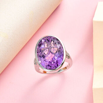 Rose de France Amethyst und Zirkon Ring - 17,08 ct.