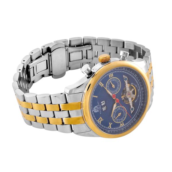 WILLIAM HUNT zweifarbige, wasserdichte Uhr mit Automatikwerk und blauem Zifferblatt, 20cm image number 5