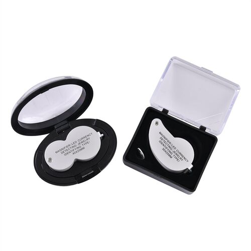 2er Set Schmucklupen mit LED- und UV Licht, 40x und 30x Linse, 6.5x3.3x2.7cm, Silber image number 0