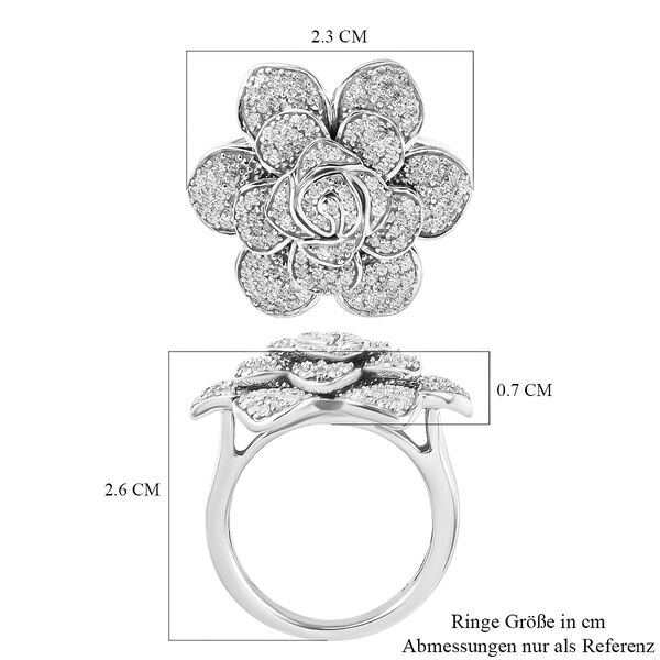 Diamant Rosen Ring 925 Silber platiniert  ca. 1,00 ct image number 7