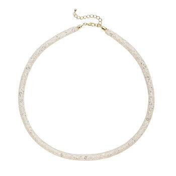 Wei&szlig;e Kristall-Halskette, 48 cm
