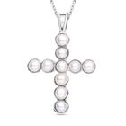 Weißer Süßwasserperlen-Anhänger mit Kette, Edelstahl