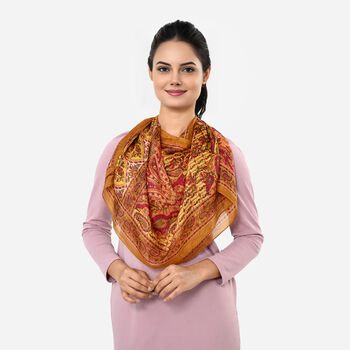 LA MAREY Seidenschal 100% Seide 50 x 170 cm Gelb