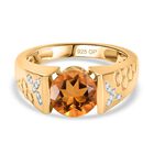 GP Trionfo Kollektion AA Serra Gaucha Citrin, Kanchanaburi Blauer Saphir Ring 925 Silber 750 Gelbgold Vermeil (Größe 19.00) ca. 1.87 ct