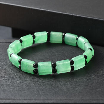 Flexibles gr&uuml;nes Aventurin und schwarzes Spinell Armband - 98 ct.