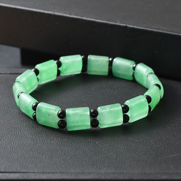 Flexibles gr&uuml;nes Aventurin und schwarzes Spinell Armband - 98 ct. image number 1