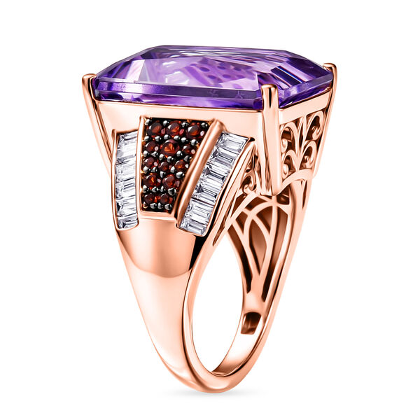 D'Joy Rose De France Amethyst, Moissanit und Mosambik Granat Ring - 17,15 ct. image number 4
