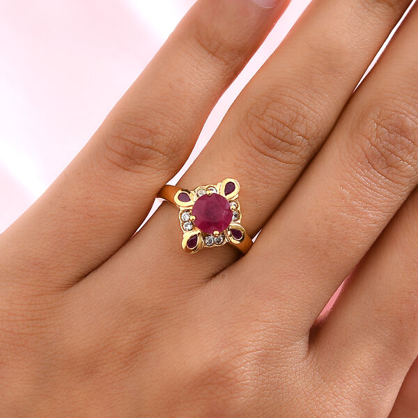 Afrikanischer Rubin und Zirkon-Ring, 925 Silber vergoldet  ca. 2,63 ct image number 3