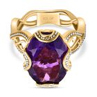 GP Art Déco Kollektion - Afrikanischer Amethyst und Kanchanaburi blauer Saphir-Ring in Silber mit Gelbgold Vermeil - 8,66 ct image number 0