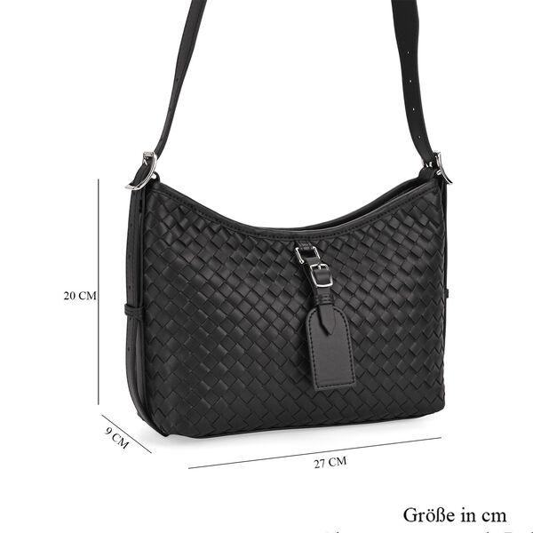 100% Echtleder Crossbody Tasche, 27x9x20cm, Schwarz image number 8