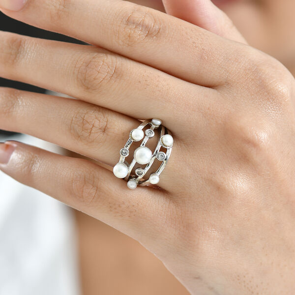 EVER TRUE S&uuml;&szlig;wasser Perle (5-5.5 mm) Ring Nickelfreies Messing (Gr&ouml;&szlig;e 18.00), Silberfarben image number 3