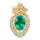 Pfau Quarz Triplette, Natürlicher, äthiopischer Welo Opal Anhänger 925 Silber 750 Gelbgold Vermeil ca. 7.73 ct