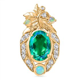Pfau Triplett Quarz, äthiopischer Welo Opal und Zirkon-Anhänger - 7,73 ct.