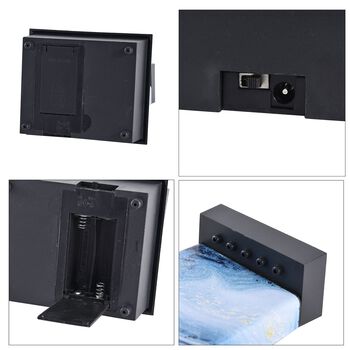 Mini Wasserbrunnen mit LED-Licht, 2xAA Batterie (nicht inkl.), Gr&ouml;&szlig;e 11,5x11,5x17 cm, Schwarz