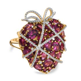 GP Amore Kollektion- Rhodolith Granat, Zirkon und blauer Saphir-Ring- 9,29 ct.