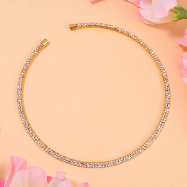 Wei&szlig;er Kristall Halskette ca. 38 cm Reines Messing image number 2