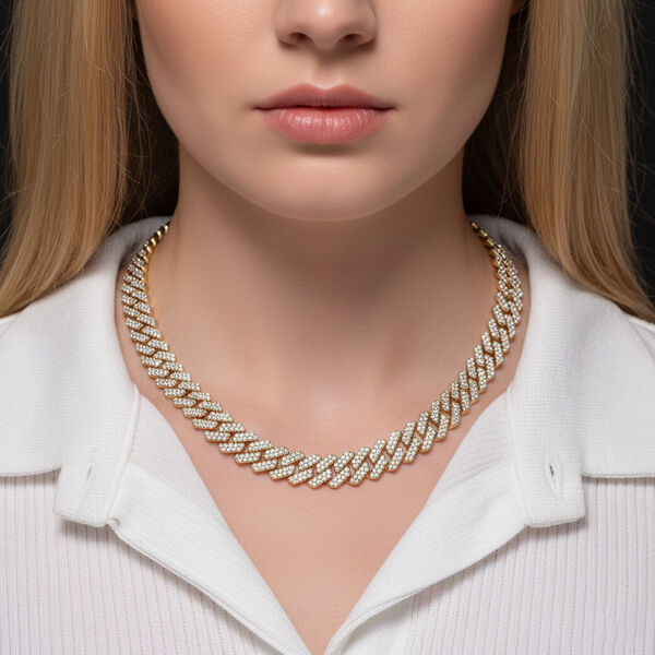 Wei&szlig;er Kristall Halskette ca. 50 cm Std Gelb image number 2