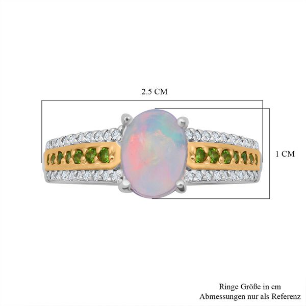 AA Natürlicher, äthiopischer Welo Opal, Chromdiopsid und Zirkon-Ring - 1,69 ct. image number 6
