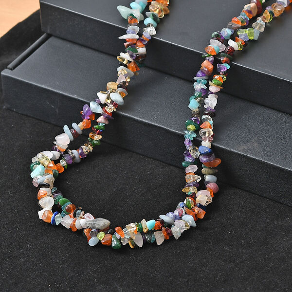 Mehrfarbige Edelsteine Halskette 142 cm ca. 571.10 ct image number 1