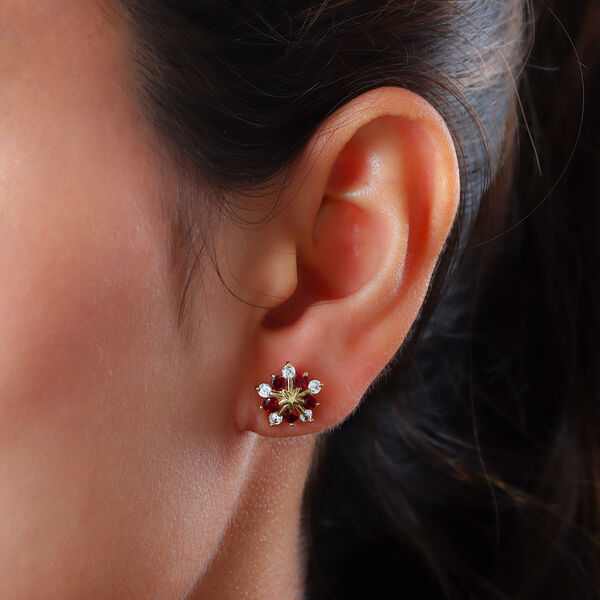 Anthill Granat und Zirkon Ohrstecker 925 Silber vergoldet ca. 1,83 ct image number 3