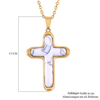 Howlit Halskette ca. 50 cm Reiner Edelstahl IP-Gelbbeschichtung ca. 7,00 ct.