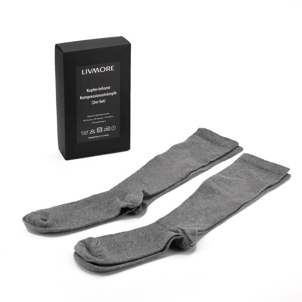 LIVMORE 2er-Set Infrarot-Kompressionssocken, Gr&ouml;&szlig;e S, Grau image number 8