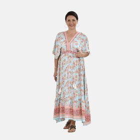 Boho-Chic Maxikleid mit Quasten, Einheitsgröße, pink