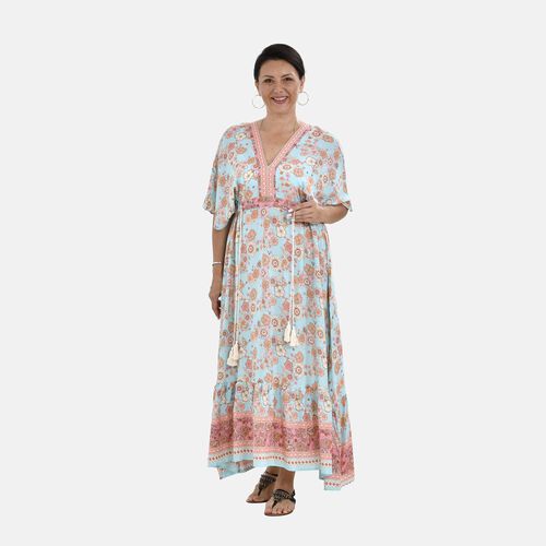 Boho-Chic Maxikleid mit Quasten, Einheitsgröße, pink image number 0