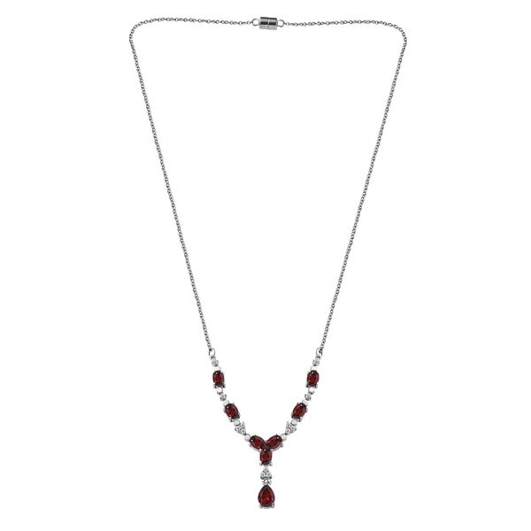 Roter Granat Halskette ca. 45 cm Edelstahl ca. 4.77 ct image number 5