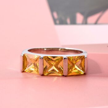 Lustro Stella gelber Zirkonia Trilogie Ring