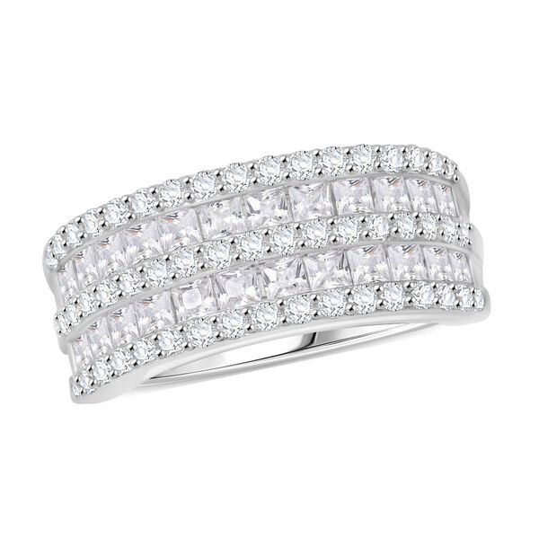 Weißer Zirkonia Ring 925 Silber rhodiniert (Größe 17.00) image number 2