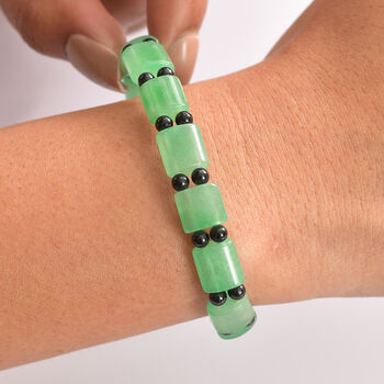 Flexibles gr&uuml;nes Aventurin und schwarzes Spinell Armband - 98 ct.