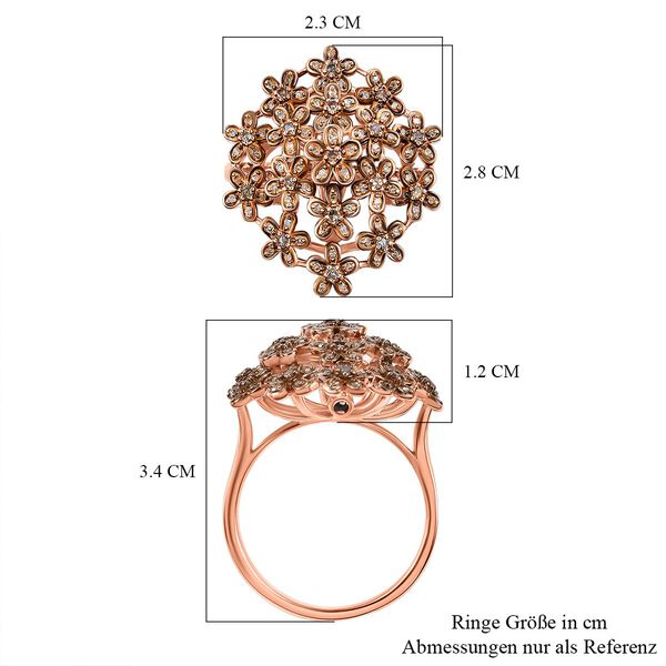 GP Italienischer Garten Kollektion - Nat&uuml;rlicher Champagner Diamant, Kanchanaburi Blauer Saphir Ring 925 Silber 750 Ros&eacute;gold Vermeil (Gr&ouml;&szlig;e 17.00) ca. 0.51 ct image number 7
