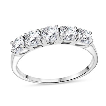 Moissanit Ring, 925 Silber rhodiniert - 1,20 ct.
