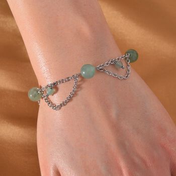 Gr&uuml;ner Aventurin Armband ca. 19 cm 316L Edelstahl ca. 20.00 ct