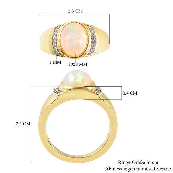 Natürlicher Äthiopischer Opal und Zirkon Ring 925 Silber Gelbgold Vermeil image number 6