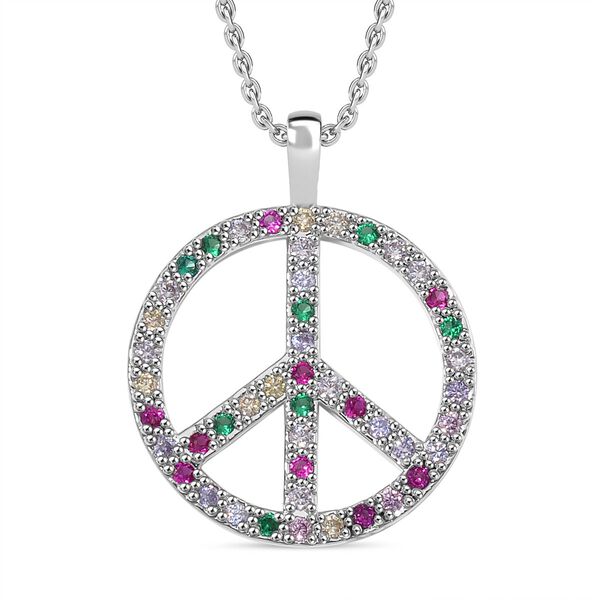 Mehrfarbiger Zirkonia Halskette ca. 50 cm Messing