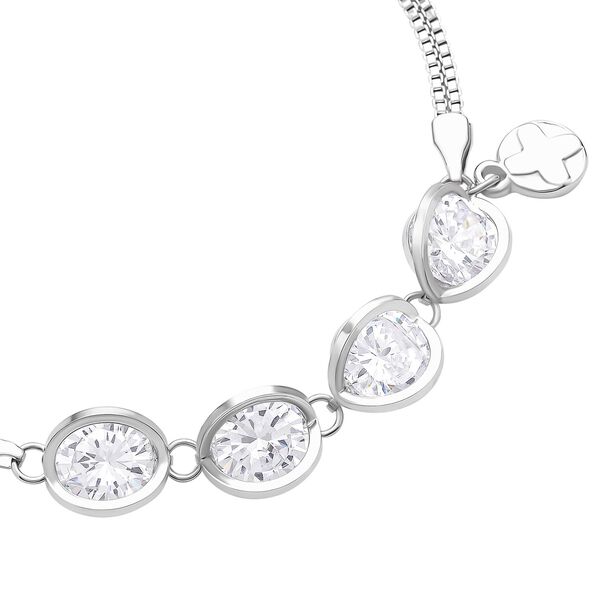 Wei&szlig;es Zirkonia Armband ca. 17.5+5 cm Reines Messing ca. 5.00 ct image number 3