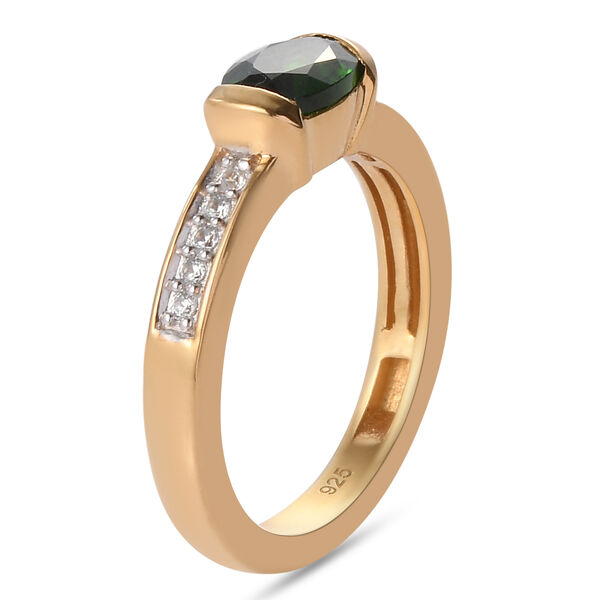 Natürlicher Chromdiopsid und Zirkon-Ring, 925 Silber vergoldet  ca. 0,92 ct image number 5