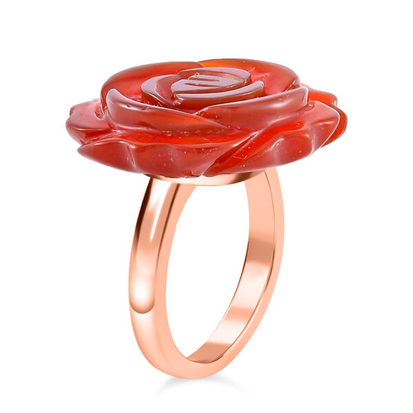 2er Set - Handgeschnitzter Gef&auml;rbter roter Achat Anh&auml;nger mit Kette und Ring (Gr&ouml;&szlig;e 17.00), rosefarben, ca. 30.00 ct image number 4