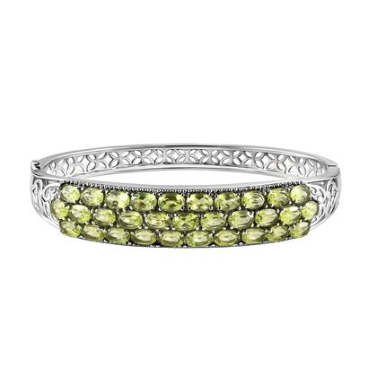 Nat&uuml;rlicher Peridot Armreif, ca. 19 cm 316L Edelstahl ca. 15.32 ct