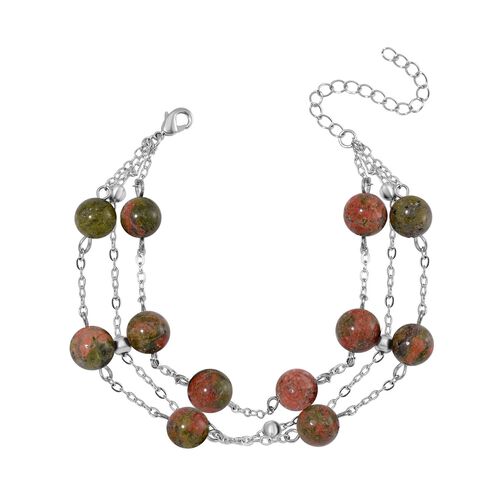 Unakite Armband ca. 19 cm Reiner Edelstahl ca. 56.40 ct image number 0